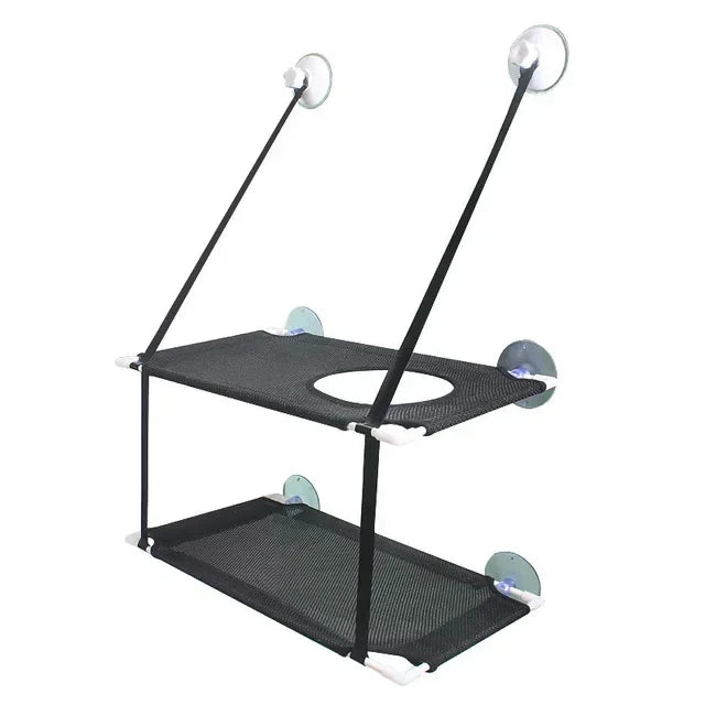 Window Cat Hammock with Strong Suction Cups | Double-Level Sunbed for Cats