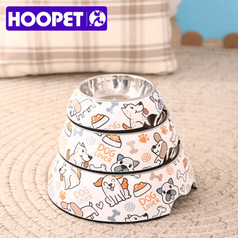 Paw Print Bones Stainless Steel Pet Bowl | Anti-Slip Food & Water Bowl for Dogs & Cats