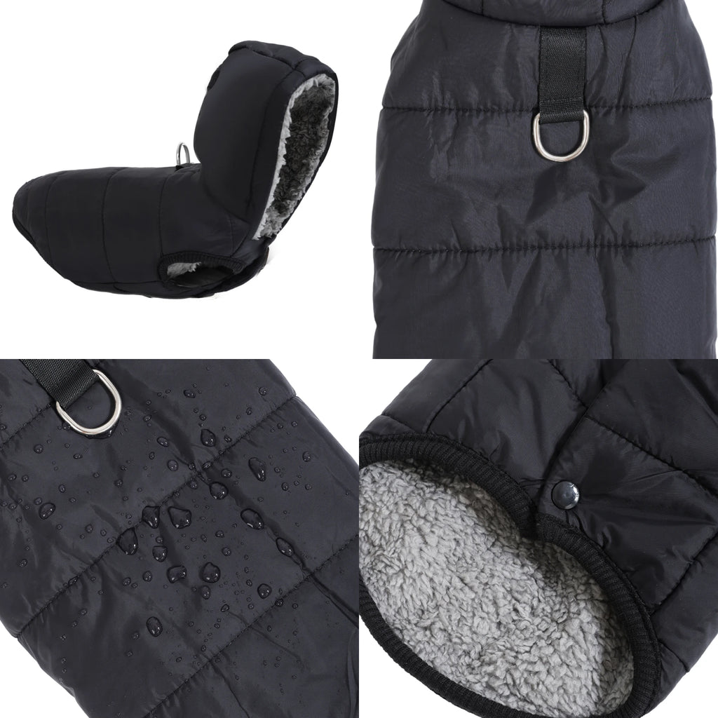 Waterproof Pet Hoodie Jacket with D-Ring | Winter Warm Fleece Coat for Cats & Small Dogs (XS–XL)