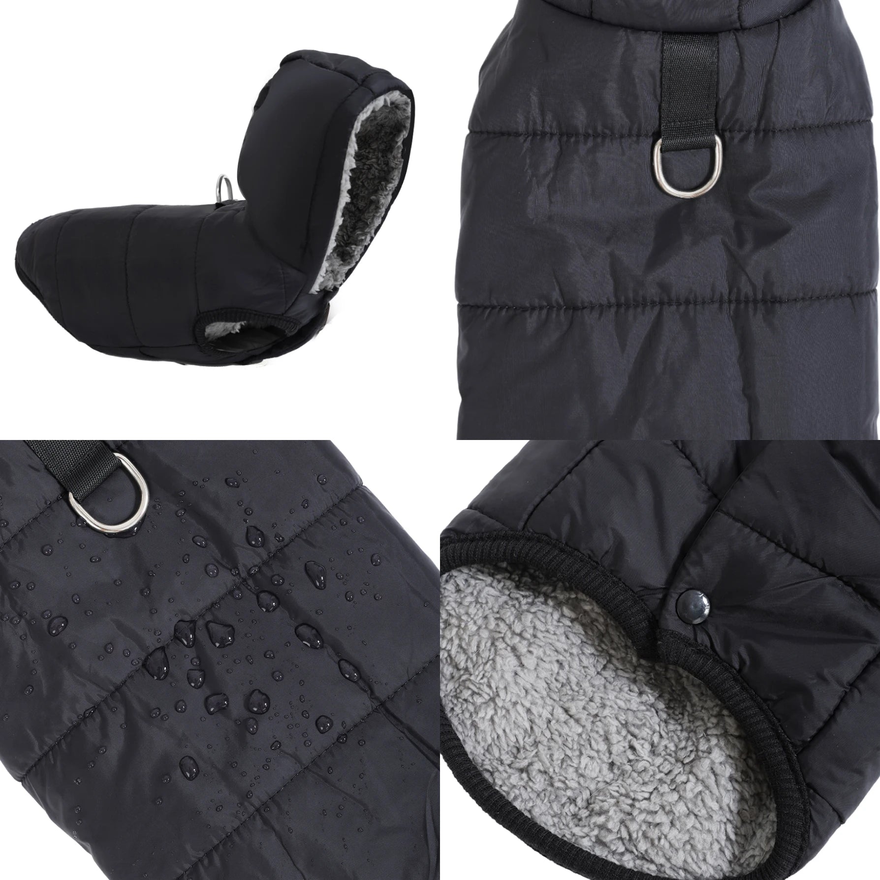 Waterproof Pet Hoodie Jacket with D-Ring | Winter Warm Fleece Coat for Cats & Small Dogs (XS–XL)