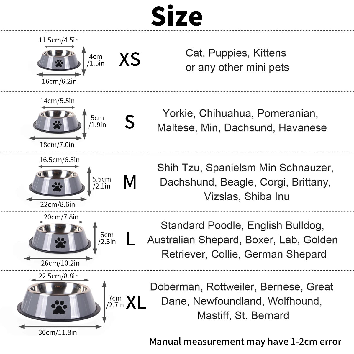 Stainless Steel Pet Bowl | Anti-Slip Food & Water Bowl (Multiple Sizes)