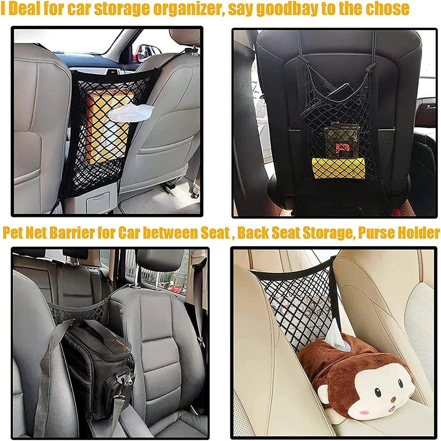 Premium Pet Car Safety Net Barrier | Universal Backseat Divider