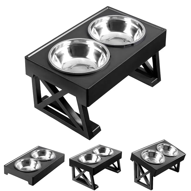 Adjustable Elevated Dog Feeder with Double Stainless Steel Bowls