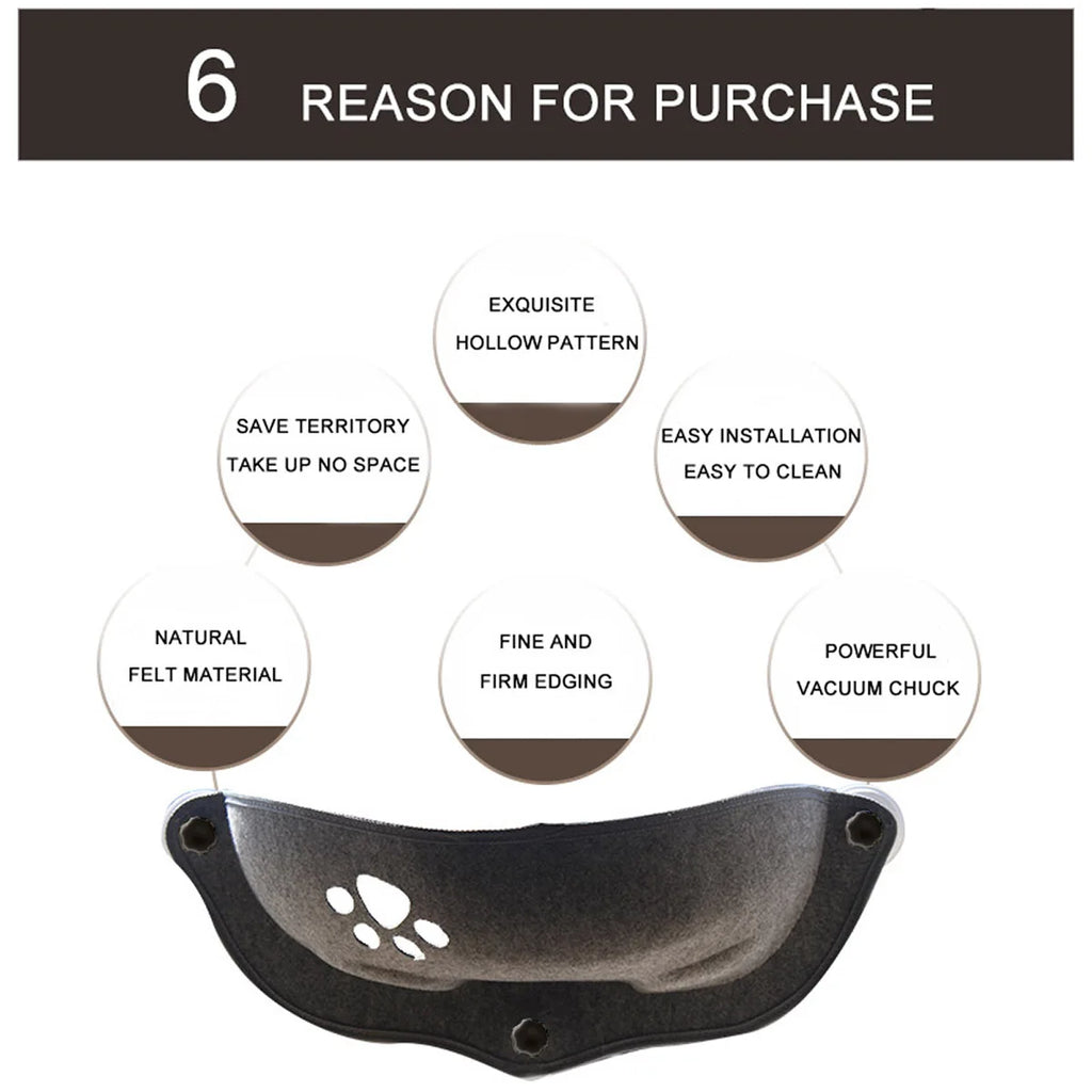 Window-Mounted Cat Hammock | Heavy Duty Suction Cup Bed up to 15kg