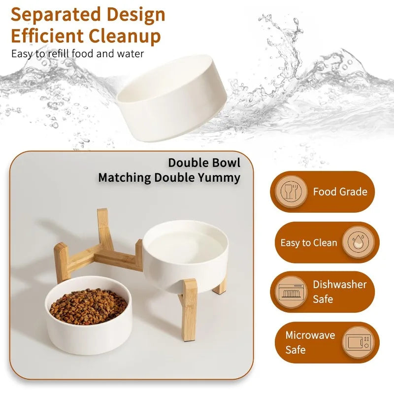 Elevated Ceramic Pet Bowl Set for Small Dogs & Cats – Ergonomic Feeding Stand