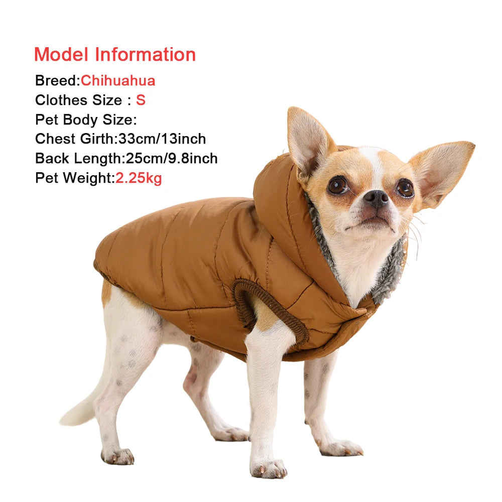 Winter Hooded Dog Coat with D-Ring – Warm & Windproof Pet Jacket