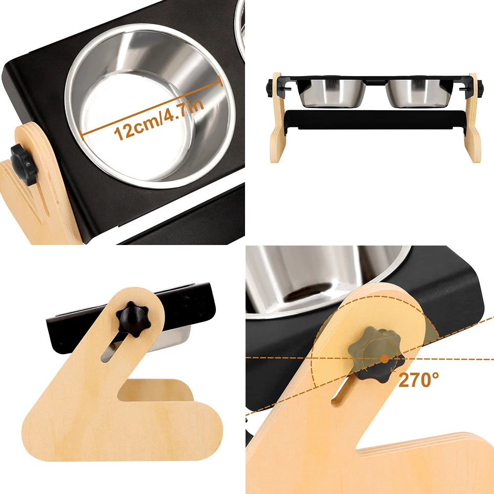 Adjustable Elevated Double Dog Bowl | Ergonomic Feeding Stand for Small & Medium Dogs