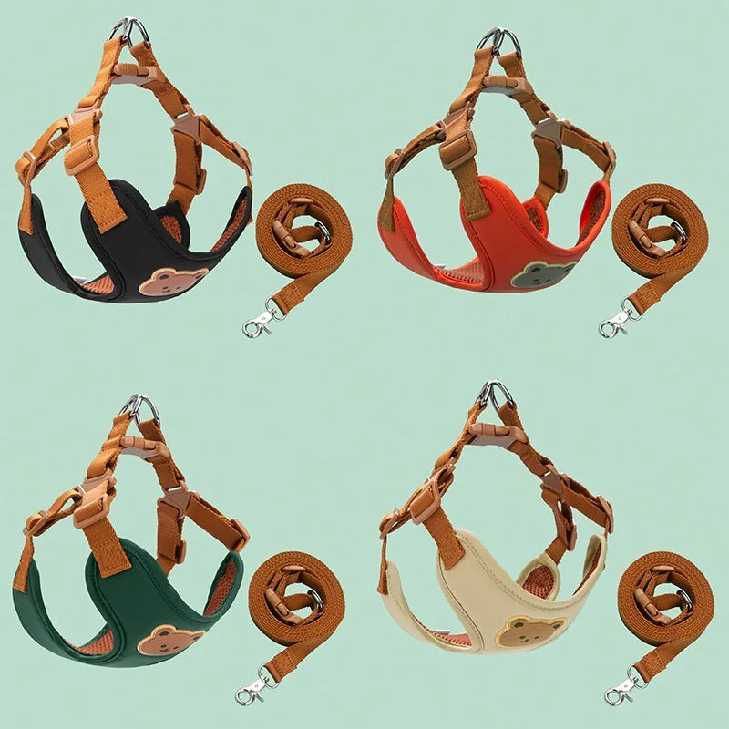 Cute Bear Dog Harness & Leash Set | Adjustable, Breathable & Secure