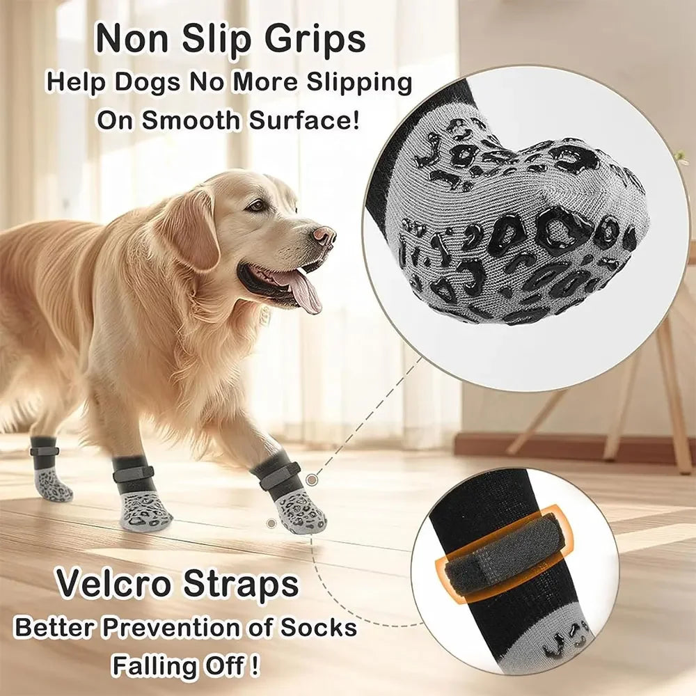 4-Pack Anti-Slip Dog Socks | Non-Slip Paw Protection for Indoor Floors