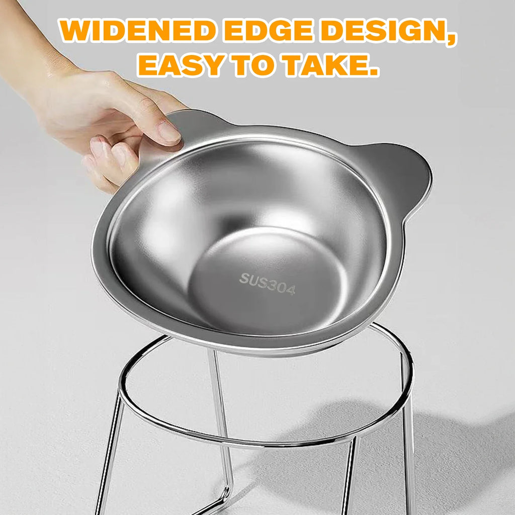 Stainless Steel Elevated Cat Bowl | 15° Ergonomic Design