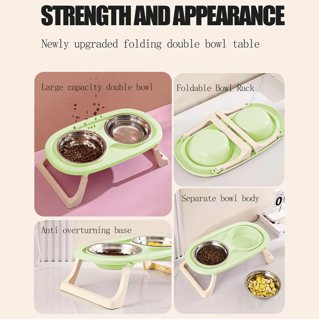 Elevated Double Stainless Steel Pet Bowl | Ergonomic Feeding Stand for Cats & small dogs