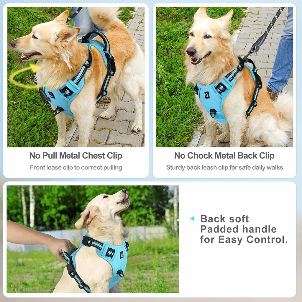 Adjustable Reflective No-Pull Dog Harness | Breathable Nylon Vest for Medium & Large Dogs