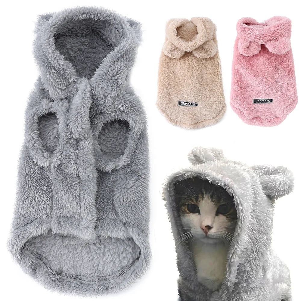Soft Plush Hooded Pet Jacket | Warm Winter Coat for Dogs & Cats