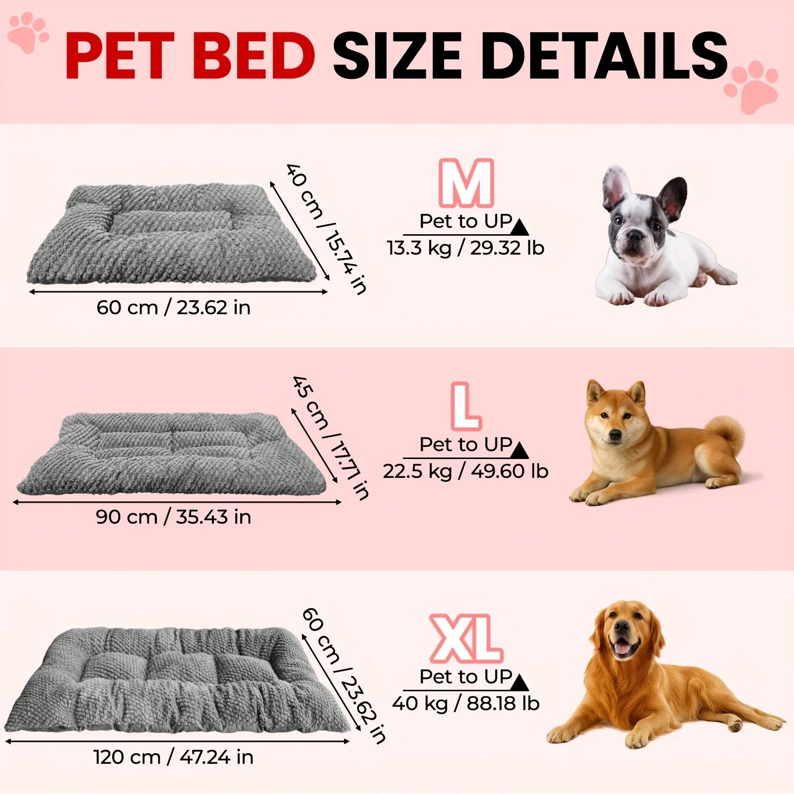 Soft Washable Dog Bed Mattress | Non-Slip, Comfortable & Supportive Pet Bed (M / L / XL)