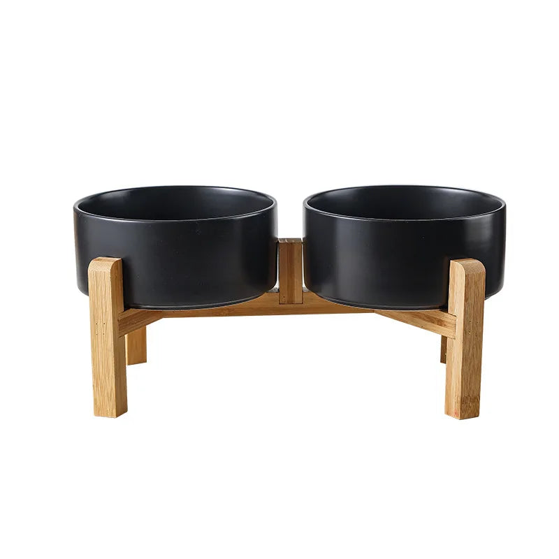 Elevated Ceramic Pet Bowl Set for Small Dogs & Cats – Ergonomic Feeding Stand