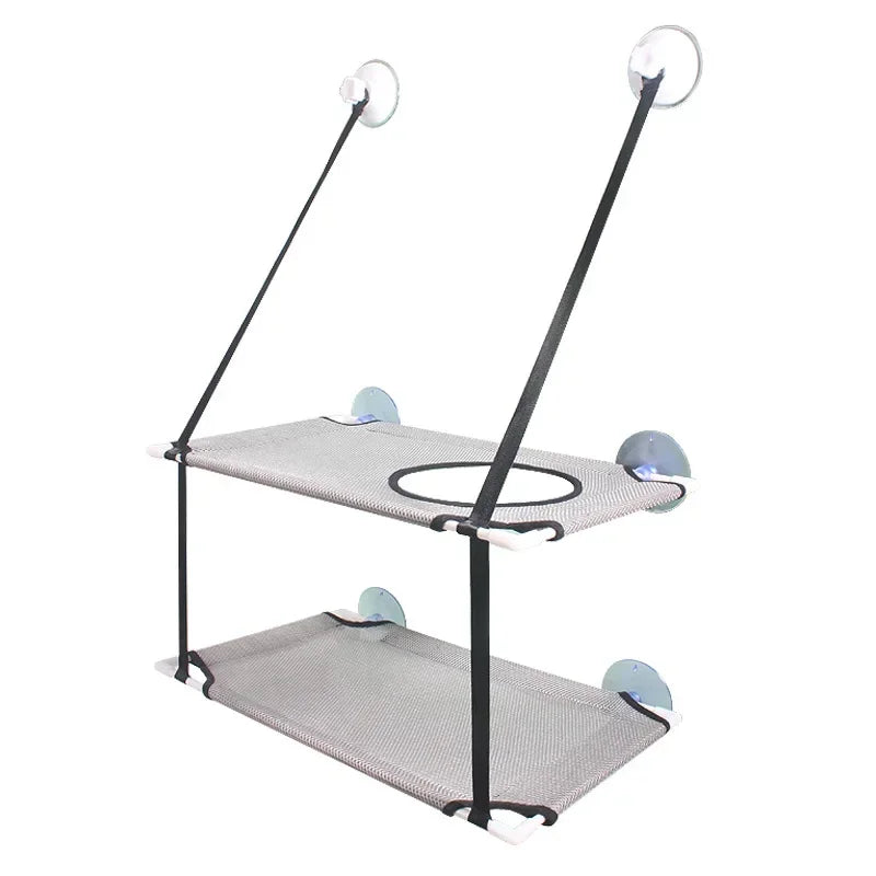 Window Cat Hammock with Strong Suction Cups | Double-Level Sunbed for Cats