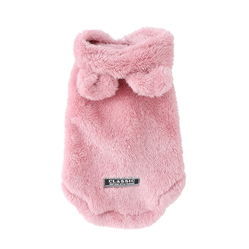Soft Plush Hooded Pet Jacket | Warm Winter Coat for Dogs & Cats