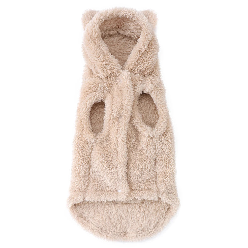 Soft Plush Hooded Pet Jacket | Warm Winter Coat for Dogs & Cats