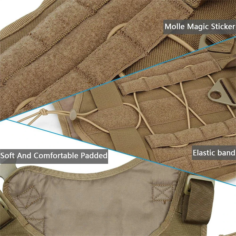 Adjustable Tactical Dog Harness | Heavy Duty Nylon Vest for Medium & Large Dogs