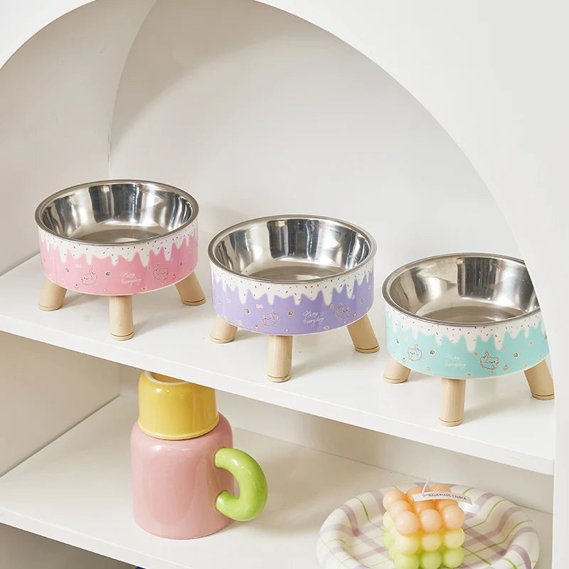 Elevated Pet Bowl for Cats & Small Dogs | Cute Raised Feeding Bowl