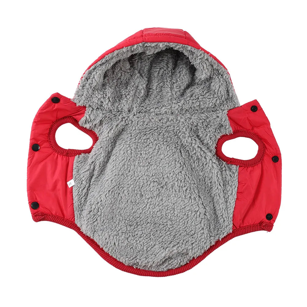 Winter Hooded Dog Coat with D-Ring – Warm & Windproof Pet Jacket