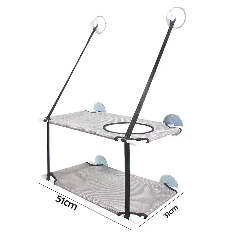 Window Cat Hammock with Strong Suction Cups | Double-Level Sunbed for Cats