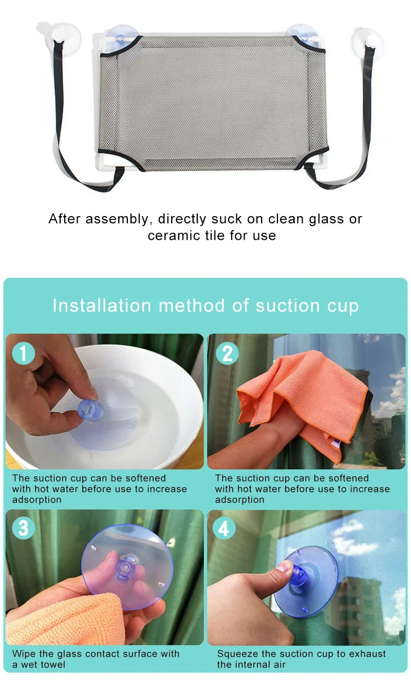 Window Cat Hammock with Strong Suction Cups | Double-Level Sunbed for Cats