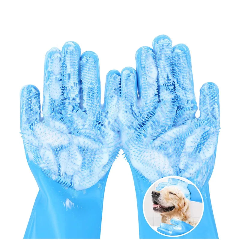 Pet Grooming Gloves | Gentle Cleaning & Bathing Gloves for Cats & Dogs