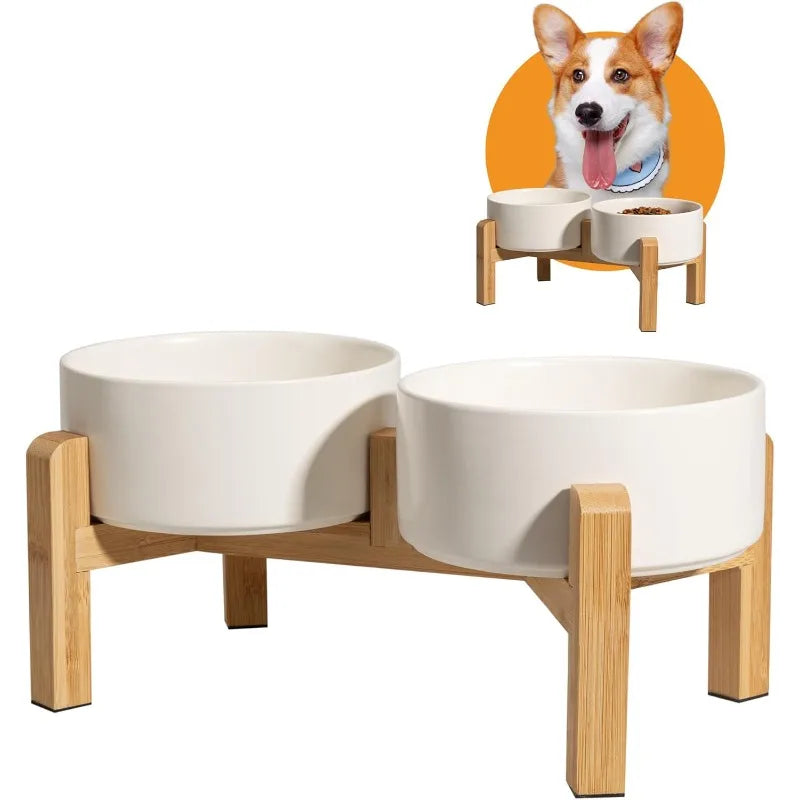 Elevated Ceramic Pet Bowl Set for Small Dogs & Cats – Ergonomic Feeding Stand