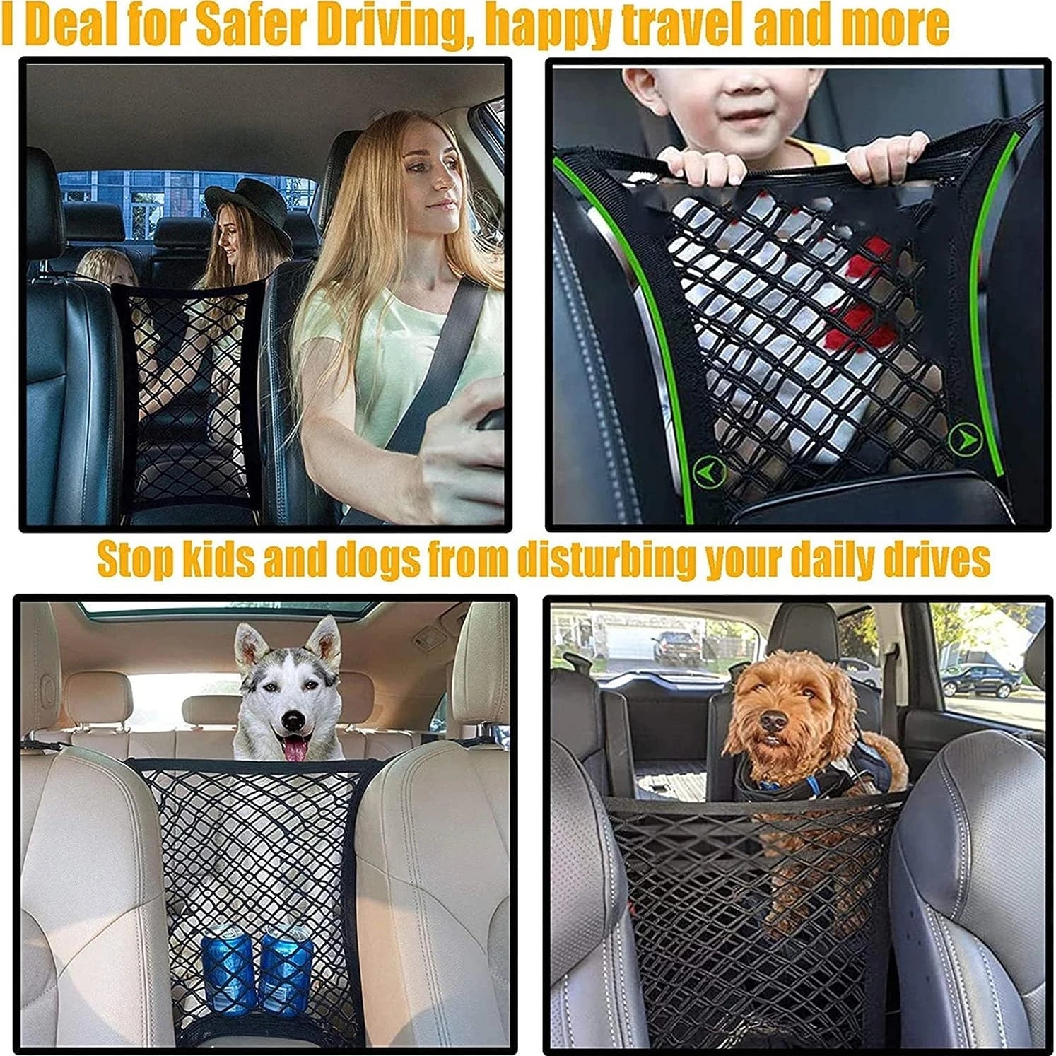 Premium Pet Car Safety Net Barrier | Universal Backseat Divider