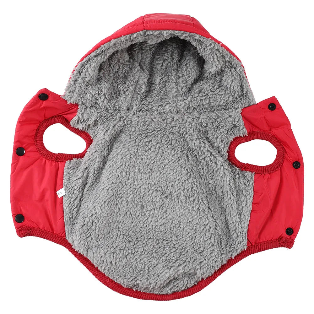 Waterproof Pet Hoodie Jacket with D-Ring | Winter Warm Fleece Coat for Cats & Small Dogs (XS–XL)