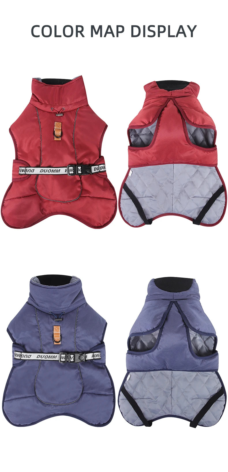 Winter Fleece Dog Jacket | Warm Coat for Large Dogs