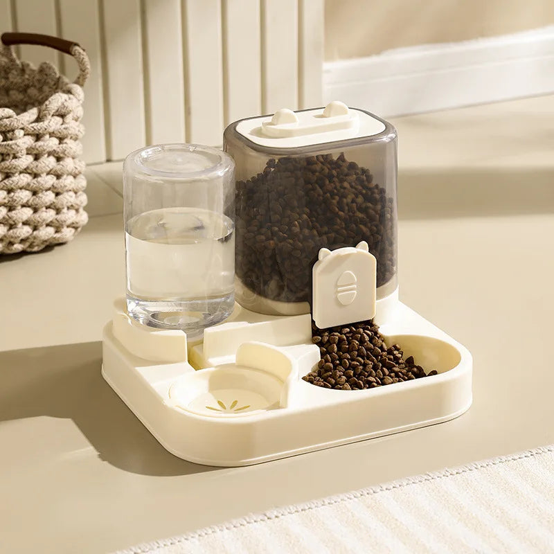 Cat Feeding & Drinking Station with Food Container and Water Dispenser