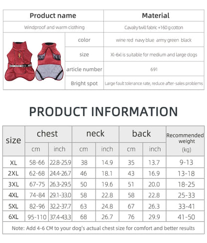 Winterfleece-Hundejacke | Warmer Mantel für große Hunde
