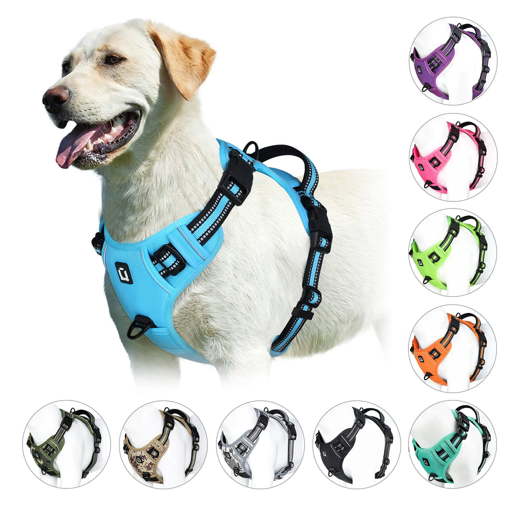 Adjustable Reflective No-Pull Dog Harness | Breathable Nylon Vest for Medium & Large Dogs