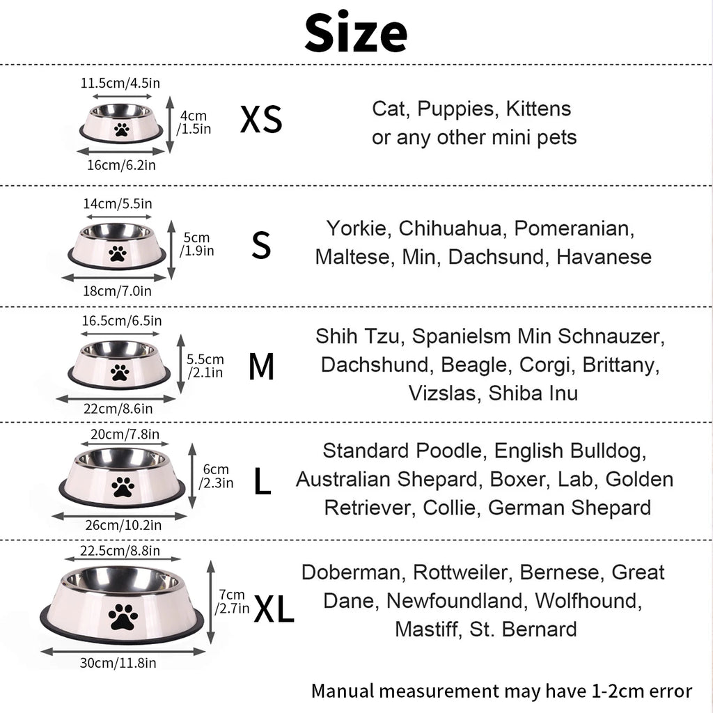 Stainless Steel Pet Bowl | Anti-Slip Food & Water Bowl (Multiple Sizes)