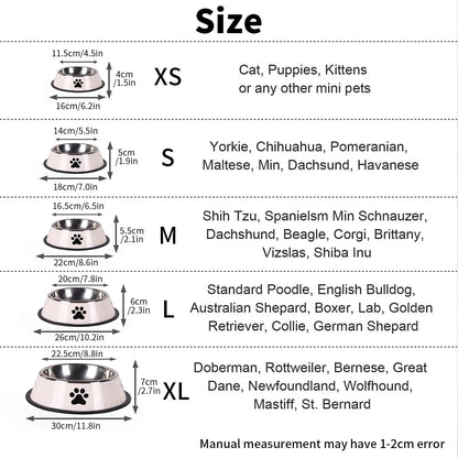 Stainless Steel Pet Bowl | Anti-Slip Food & Water Bowl (Multiple Sizes)