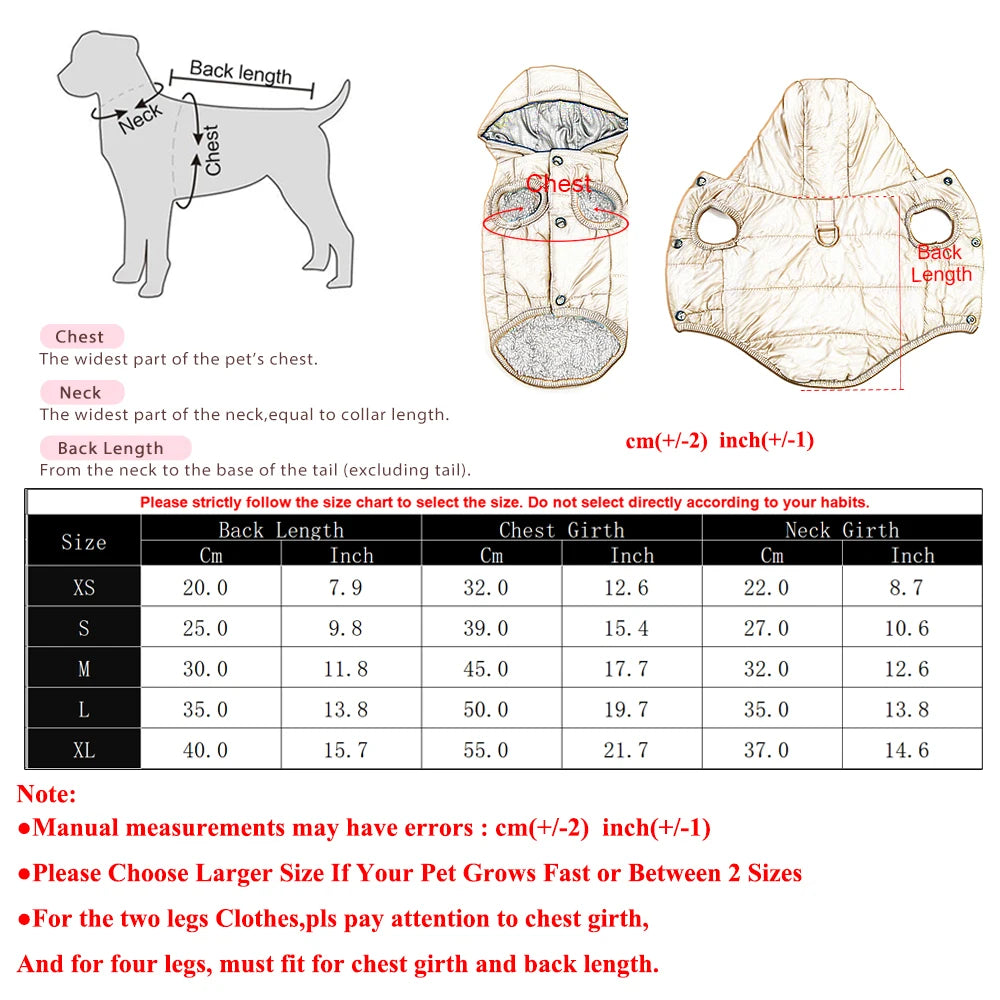 Winter Hooded Dog Coat with D-Ring – Warm & Windproof Pet Jacket