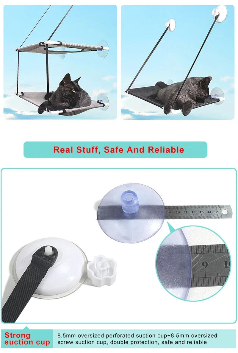 Window Cat Hammock with Strong Suction Cups | Double-Level Sunbed for Cats