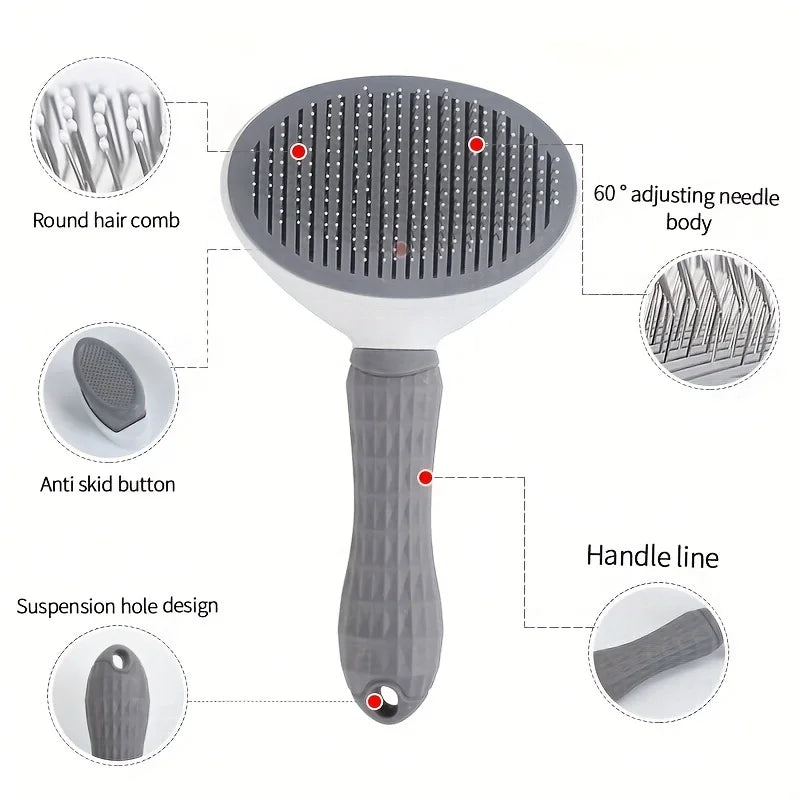 Self-Cleaning Pet Grooming Brush for Dogs & Cats