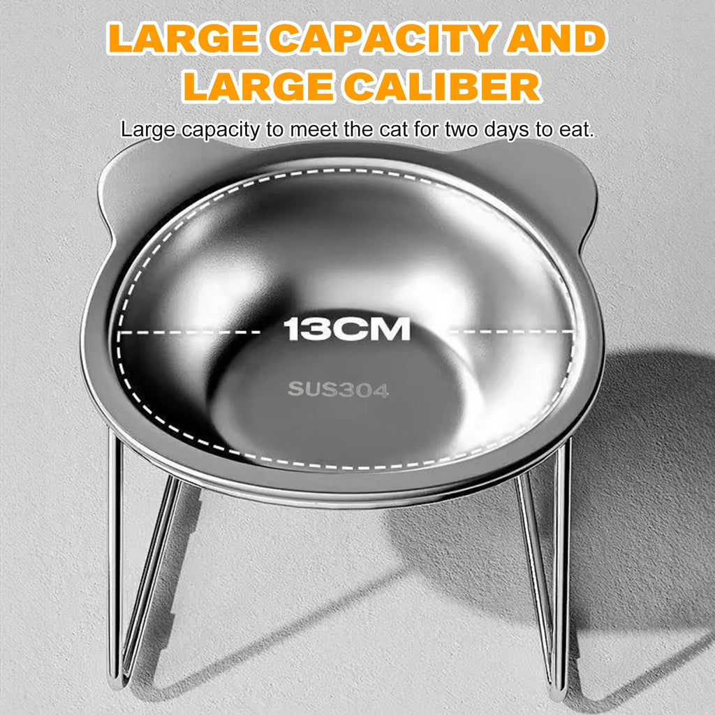 Stainless Steel Elevated Cat Bowl | 15° Ergonomic Design
