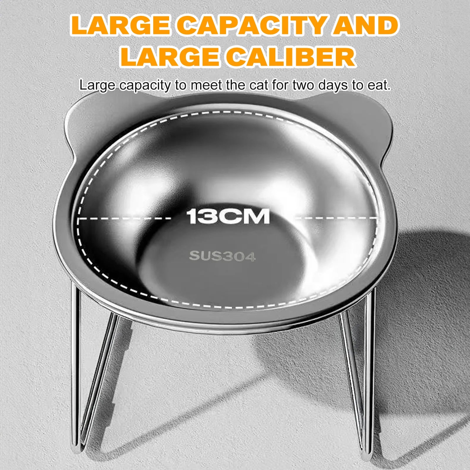 Stainless Steel Elevated Cat Bowl | 15° Ergonomic Design