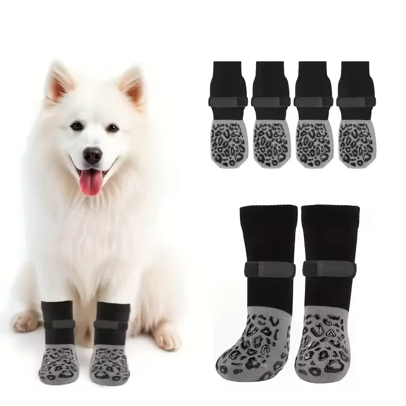 4-Pack Anti-Slip Dog Socks | Non-Slip Paw Protection for Indoor Floors