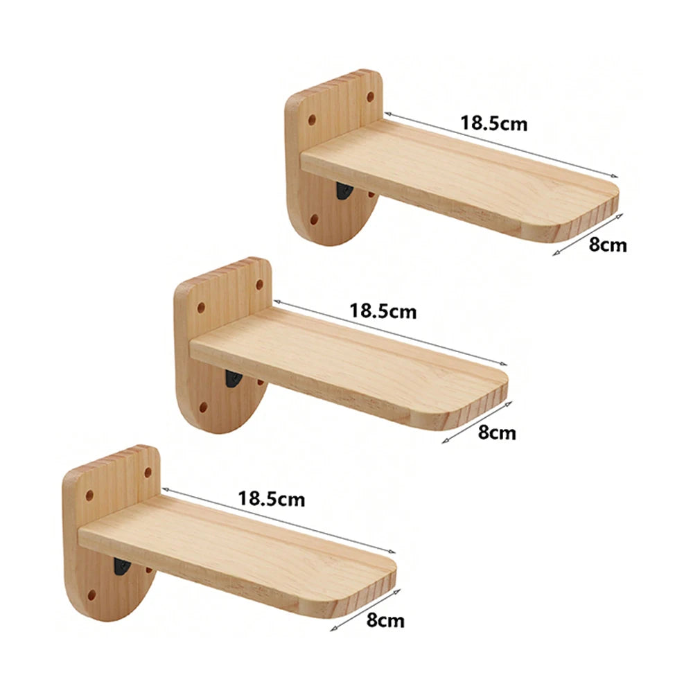 Wall-Mounted Wooden Cat Steps | 3-Level Climbing Shelves for Cats