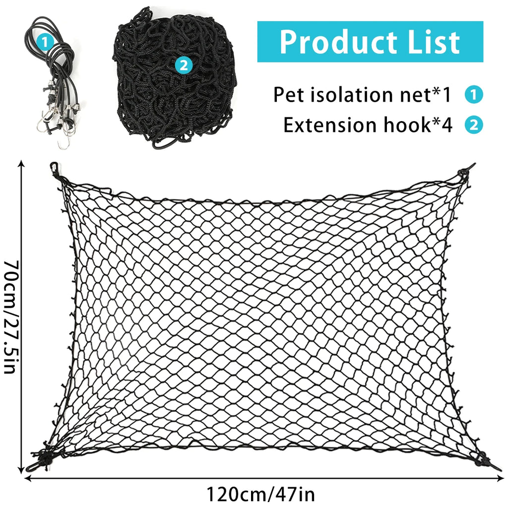 Car Safety Net for Pets | Trunk Barrier & Space Divider for Dogs