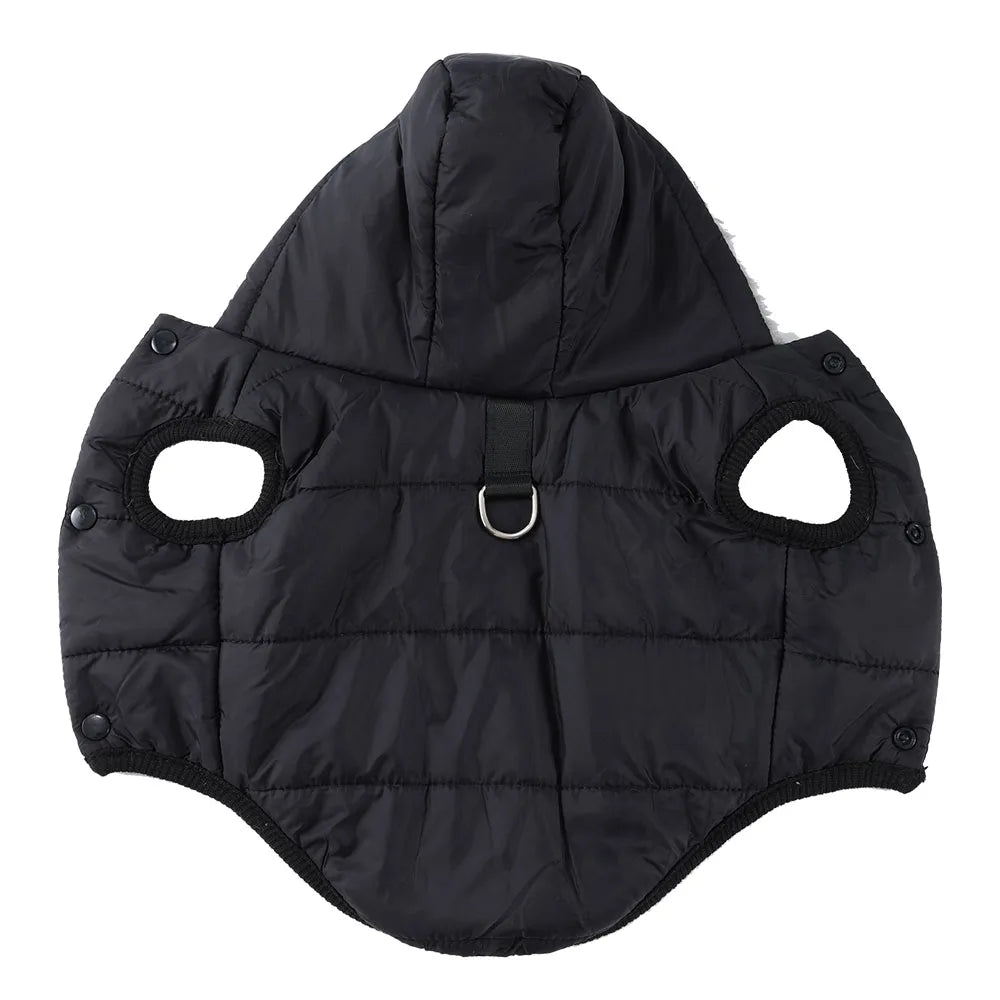 Waterproof Pet Hoodie Jacket with D-Ring | Winter Warm Fleece Coat for Cats & Small Dogs (XS–XL)