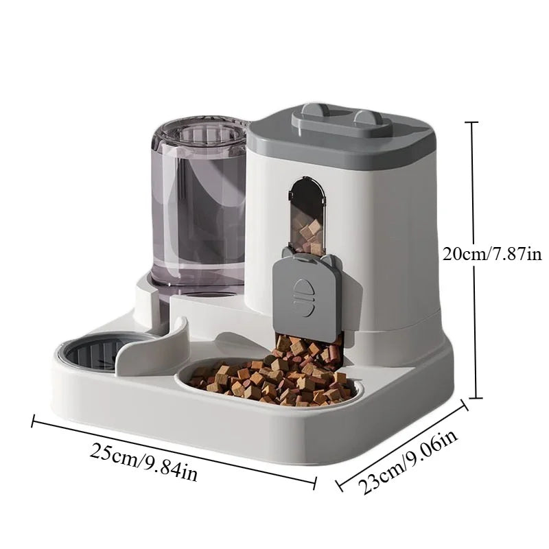 Cat Feeding & Drinking Station with Food Container and Water Dispenser
