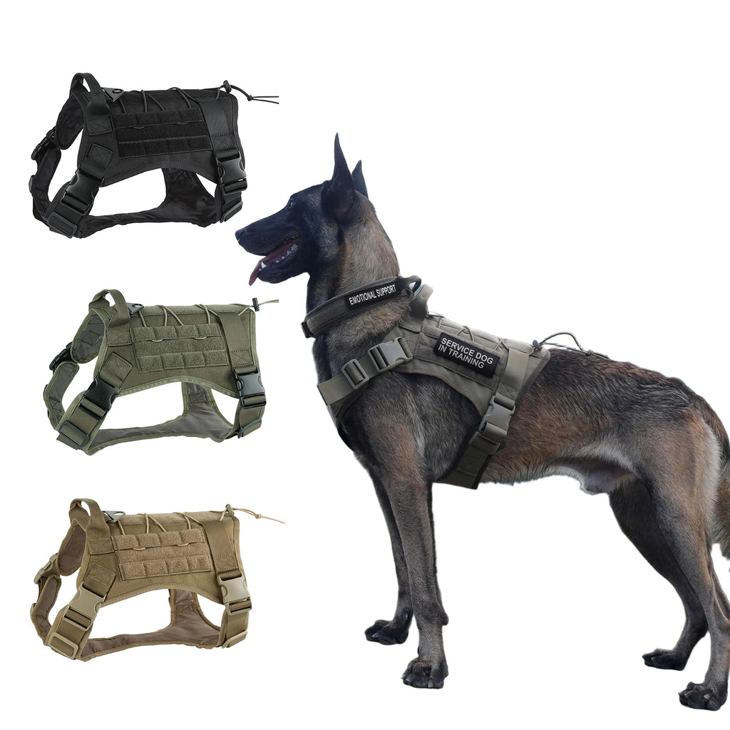 Adjustable Tactical Dog Harness | Heavy Duty Nylon Vest for Medium & Large Dogs