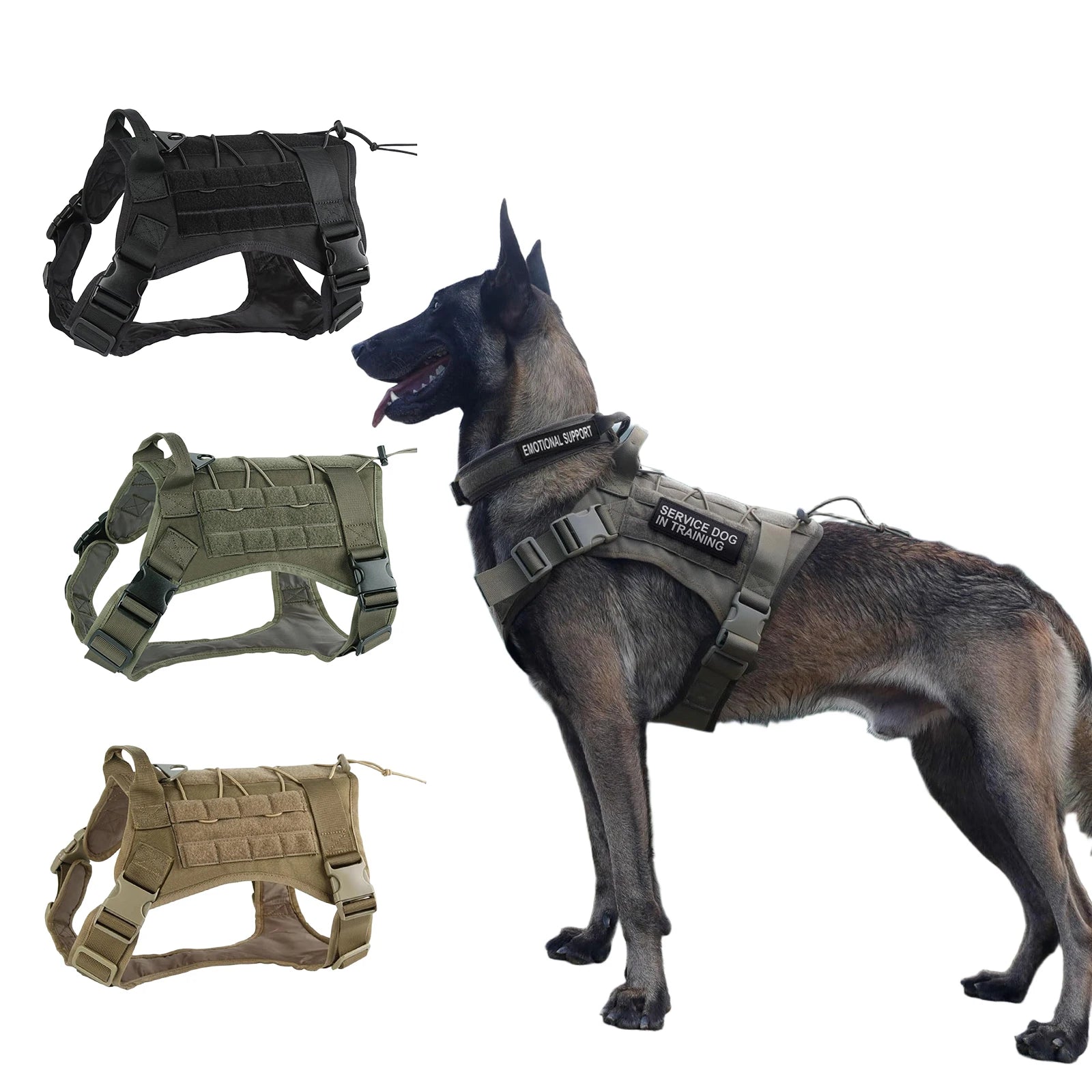 Adjustable Tactical Dog Harness | Heavy Duty Nylon Vest for Medium & Large Dogs