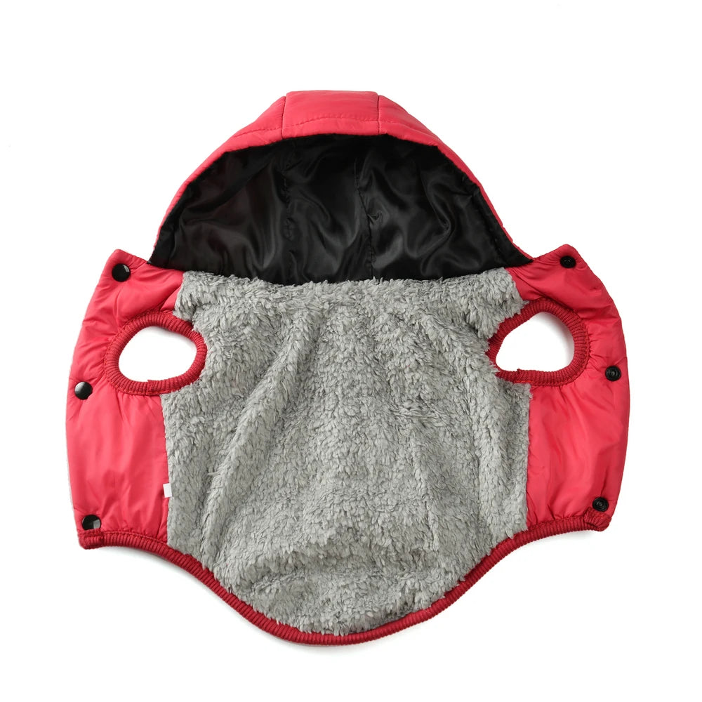 Winter Hooded Dog Coat with D-Ring – Warm & Windproof Pet Jacket